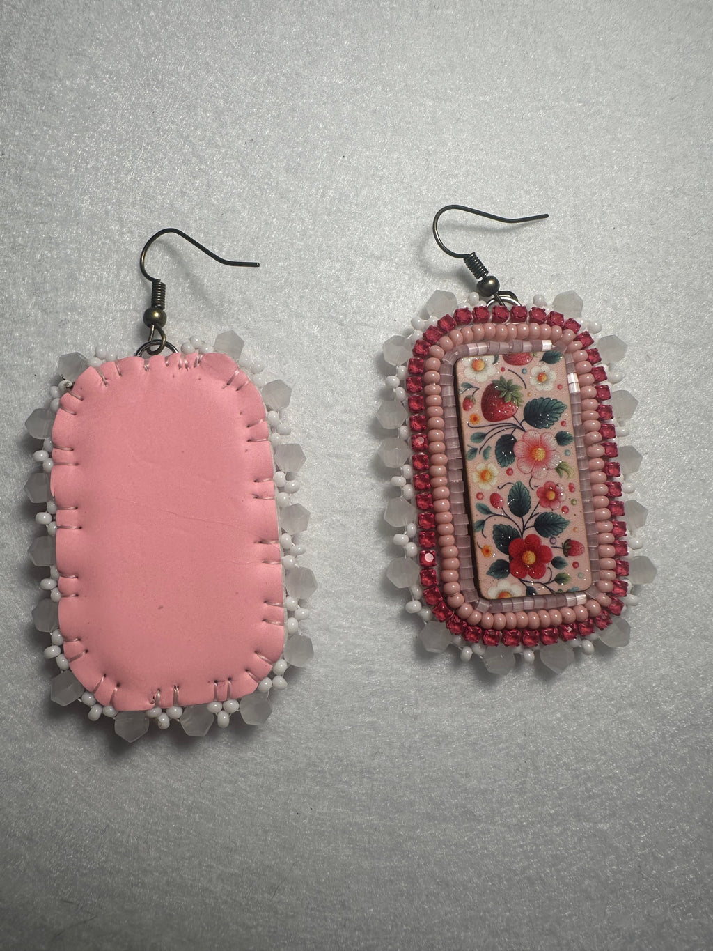 Strawberry Earrings Wood Cabochon