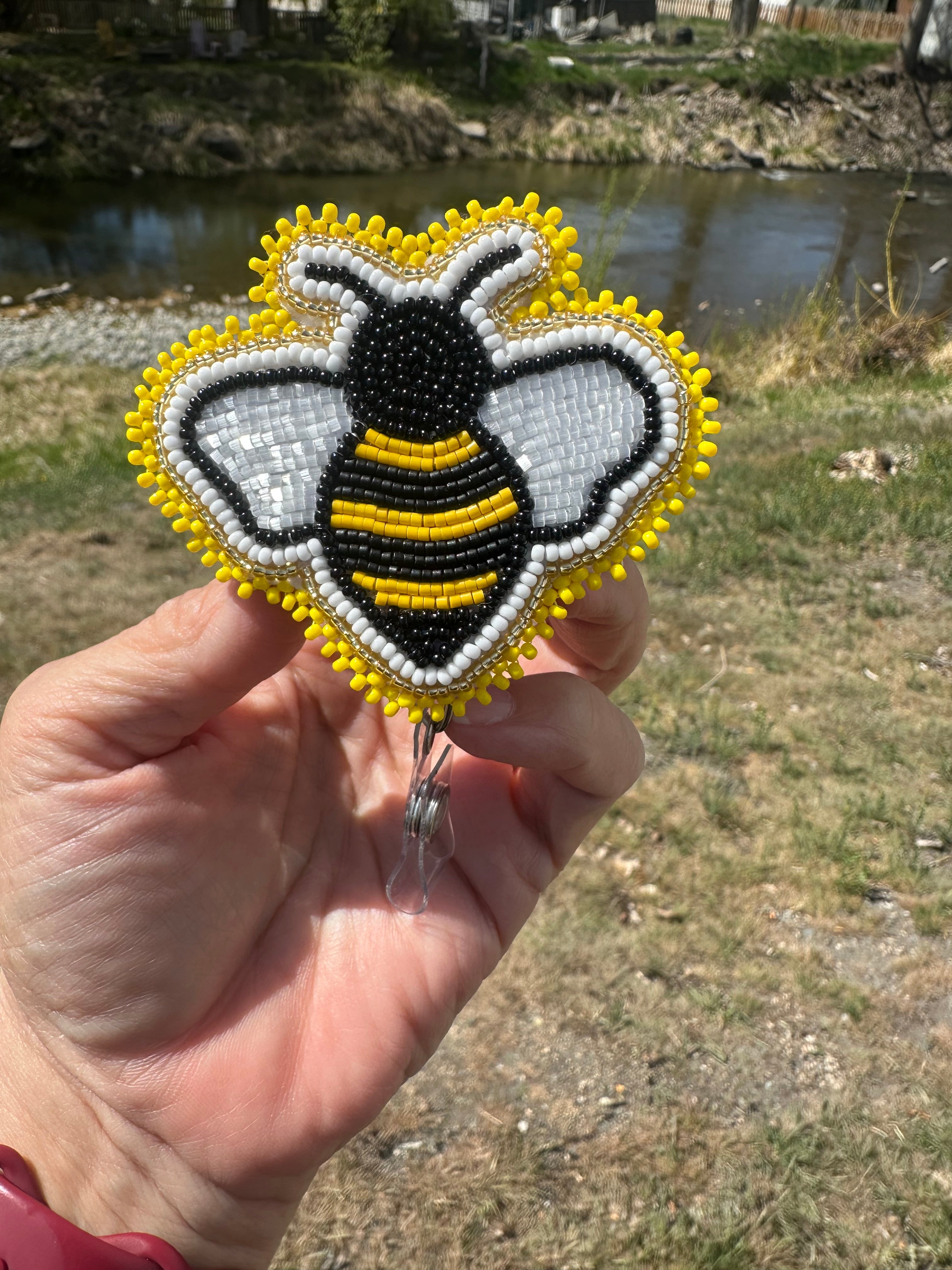 Beaded Bumblebee Badge Reel