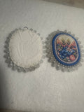 Floral Beaded Wooden Cabochon Earrings