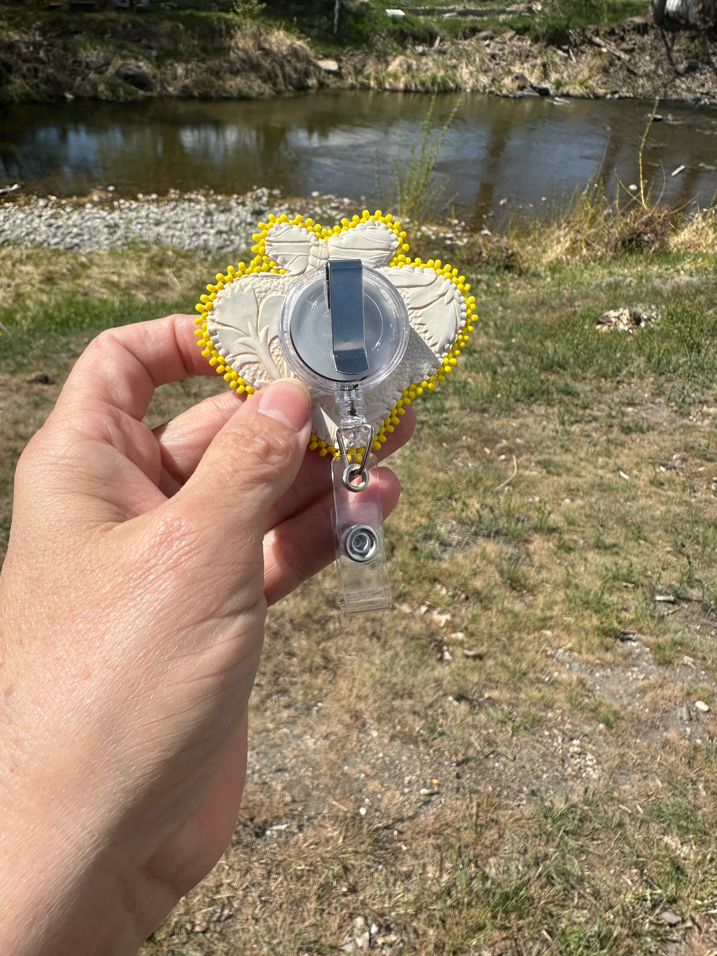 Beaded Bumblebee Badge Reel