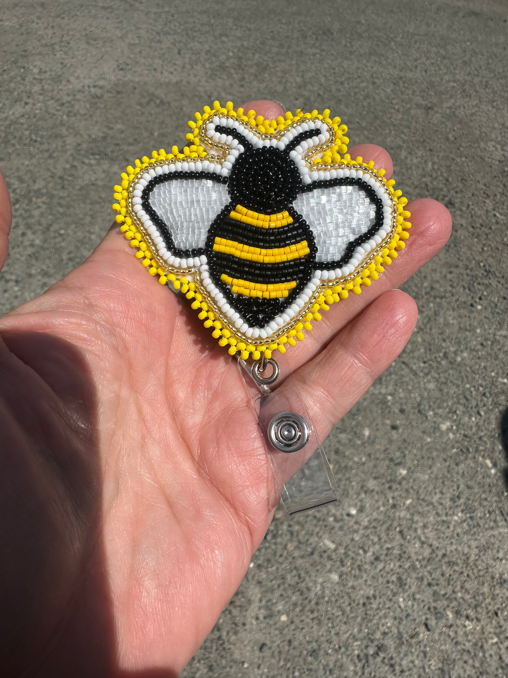 Beaded Bumblebee Badge Reel