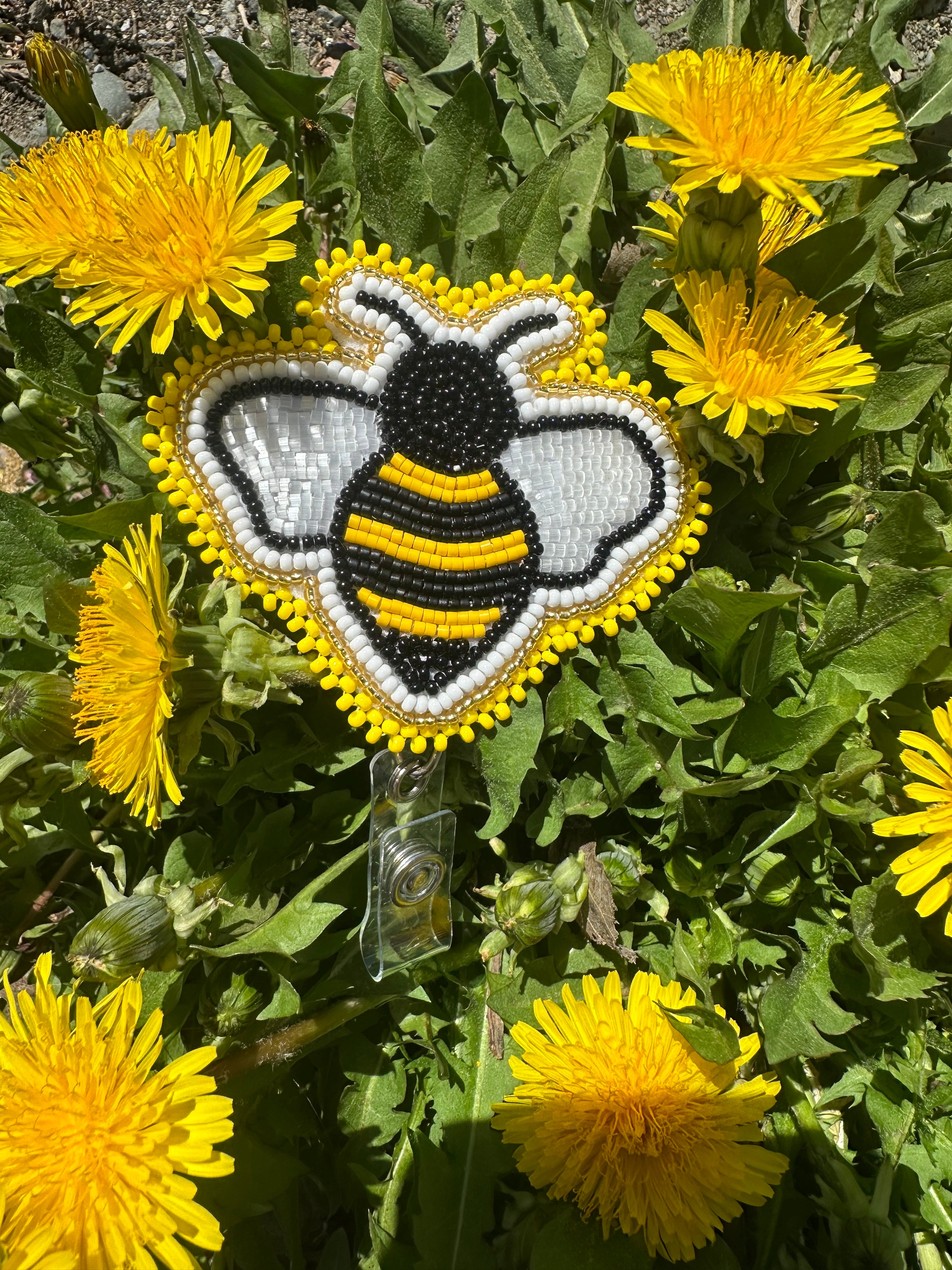 Beaded Bumblebee Badge Reel