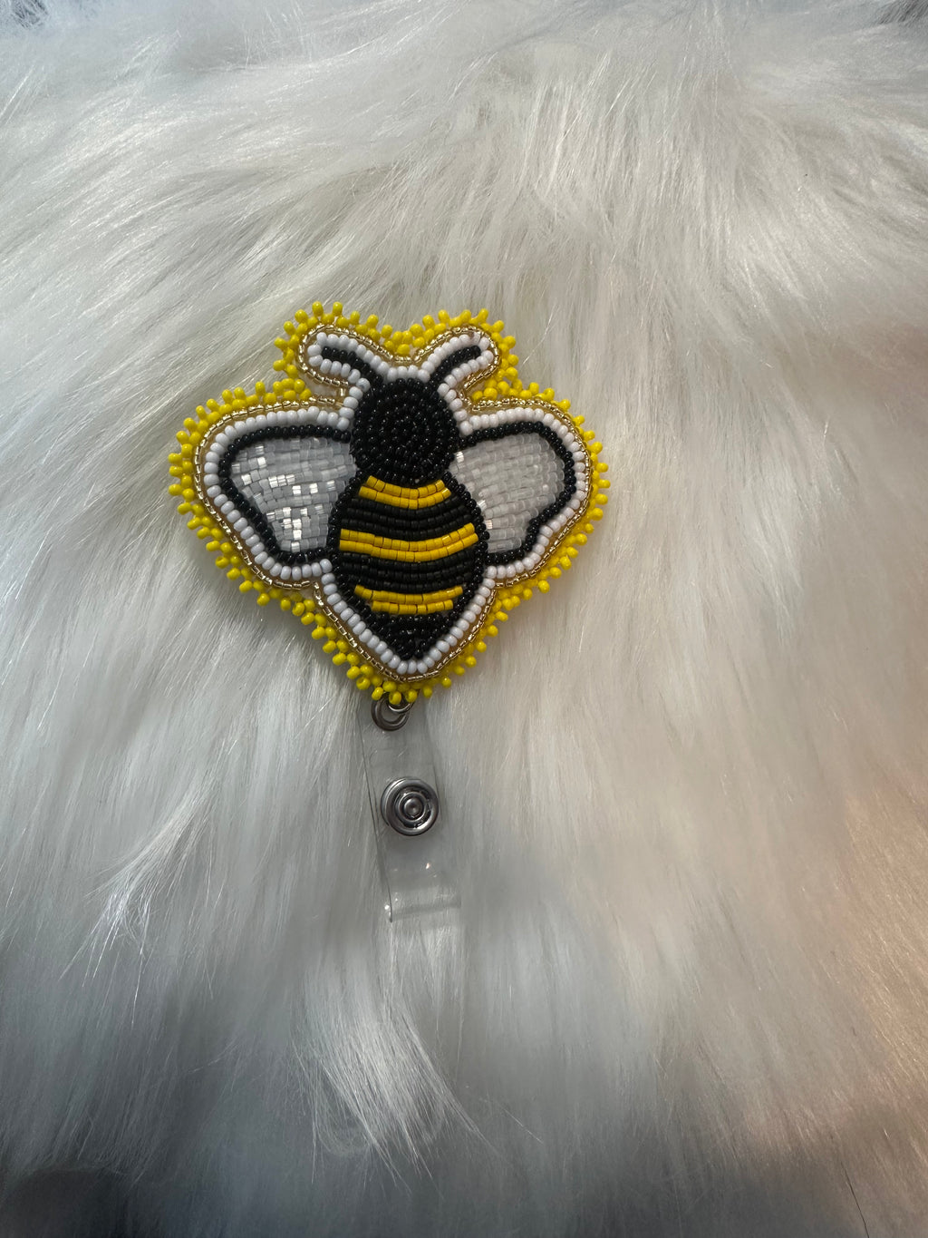 Beaded Bumblebee Badge Reel