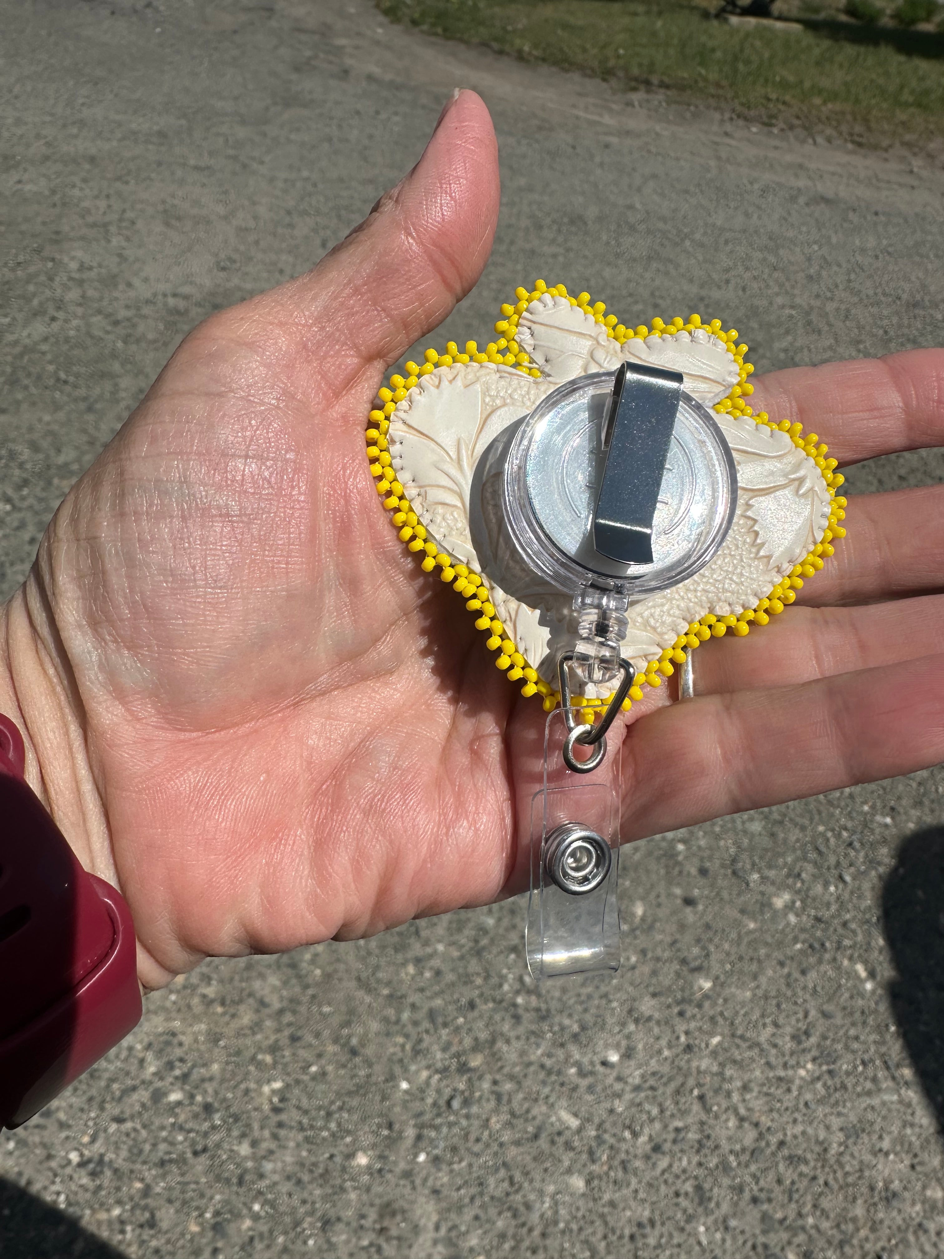 Beaded Bumblebee Badge Reel