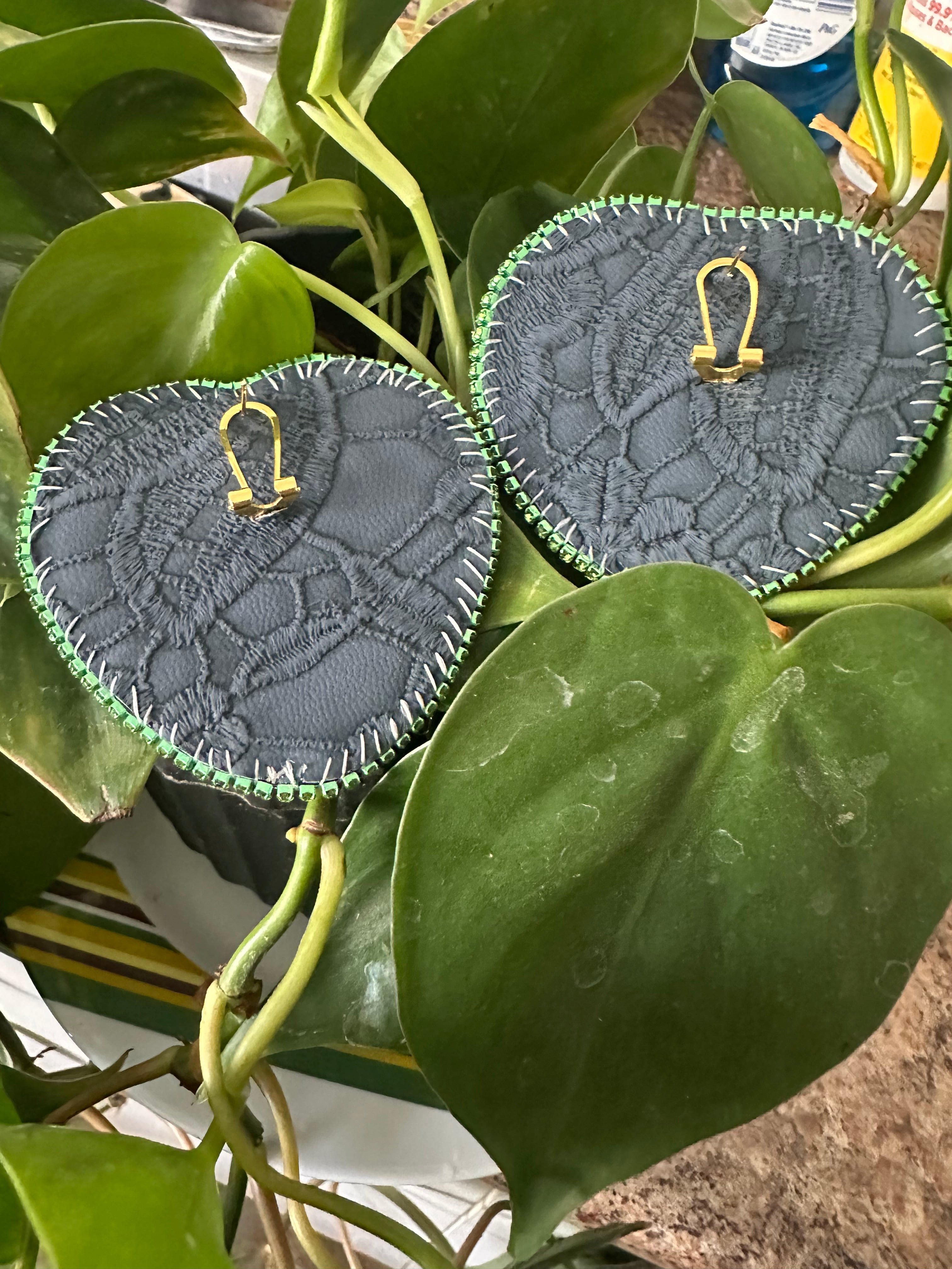 Teal Heart Beaded Earrings