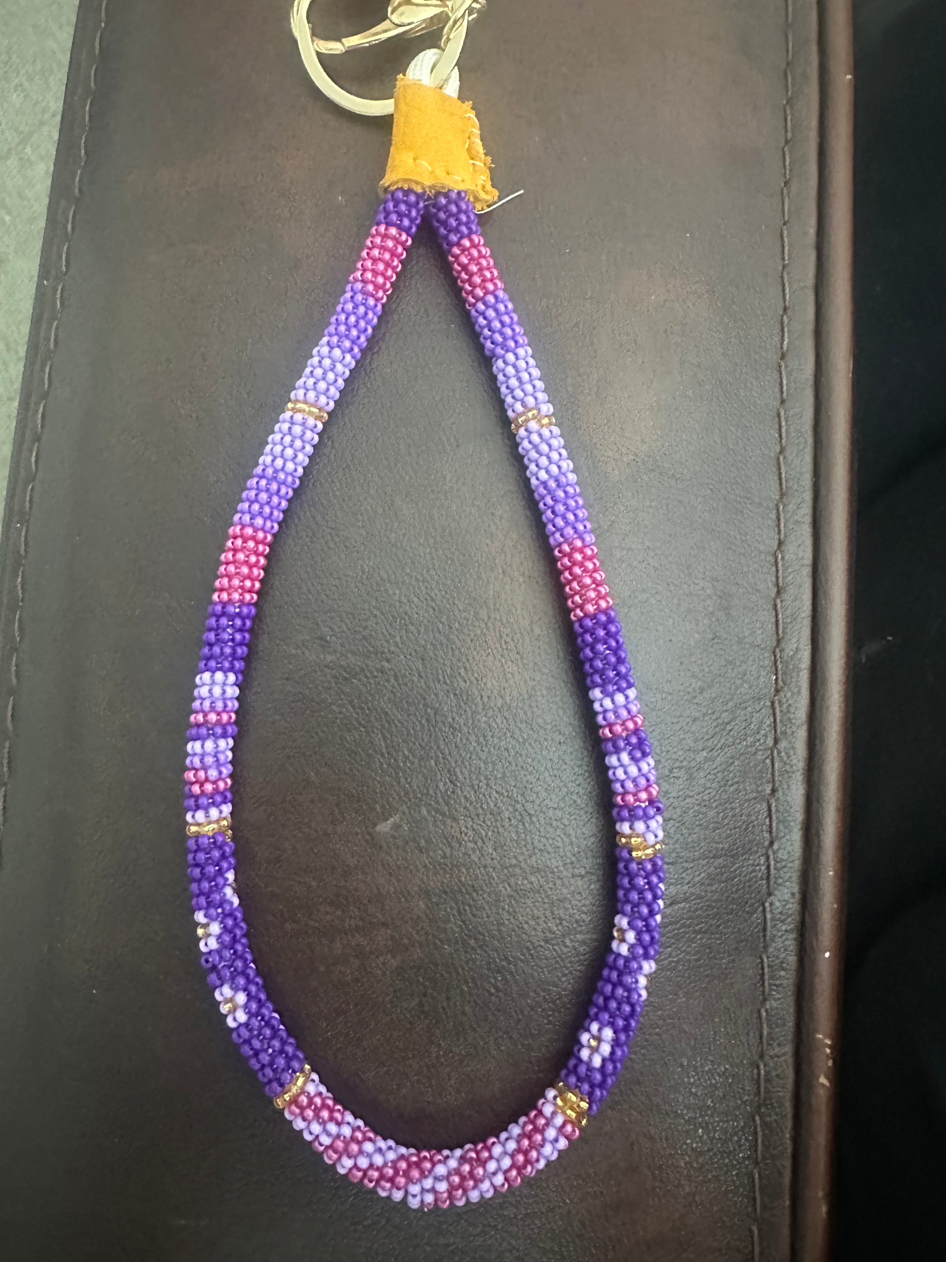 Purple Beaded MOM Keychain – 3-in-1 Handcrafted Set