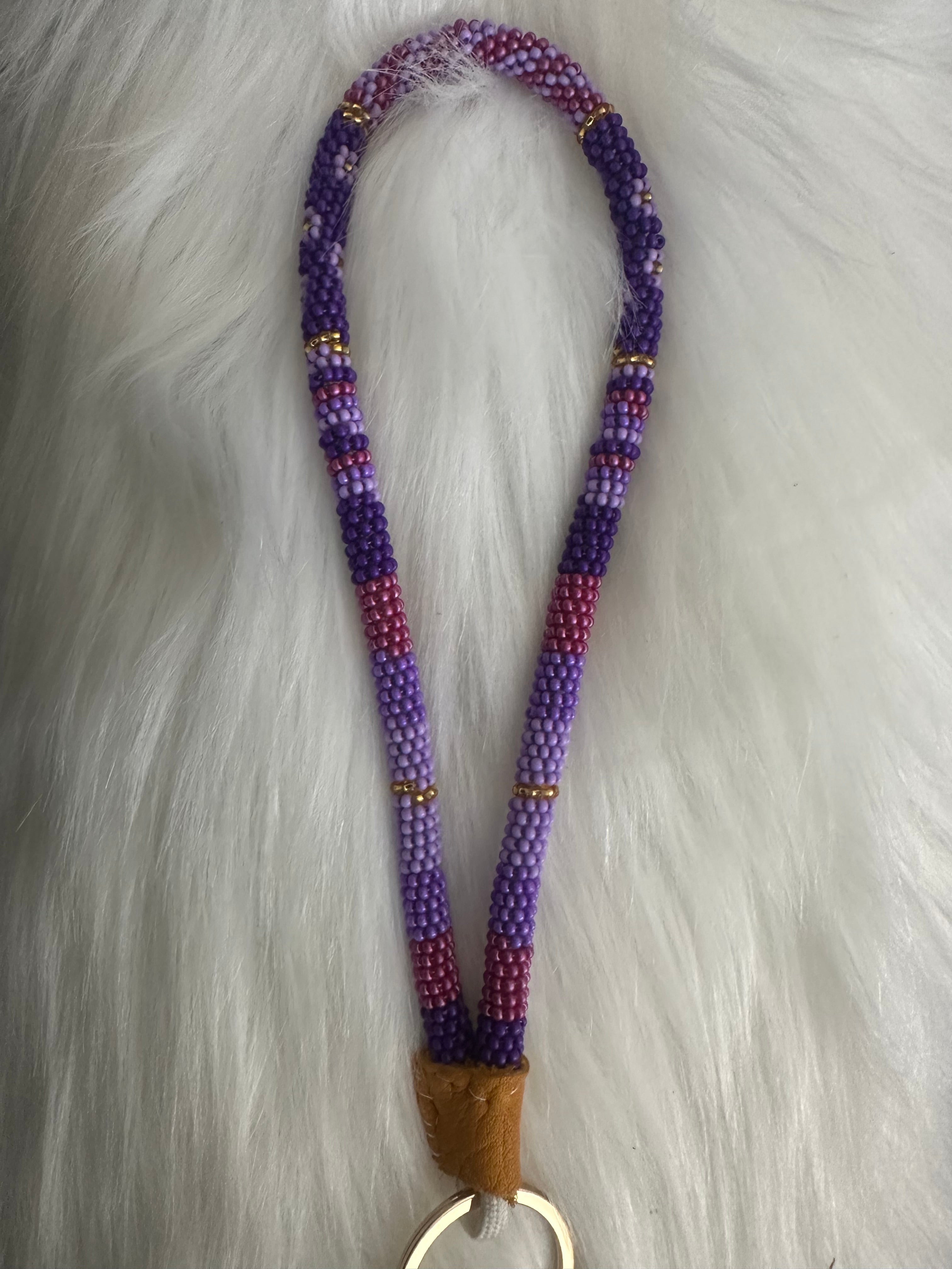 Purple Beaded MOM Keychain – 3-in-1 Handcrafted Set
